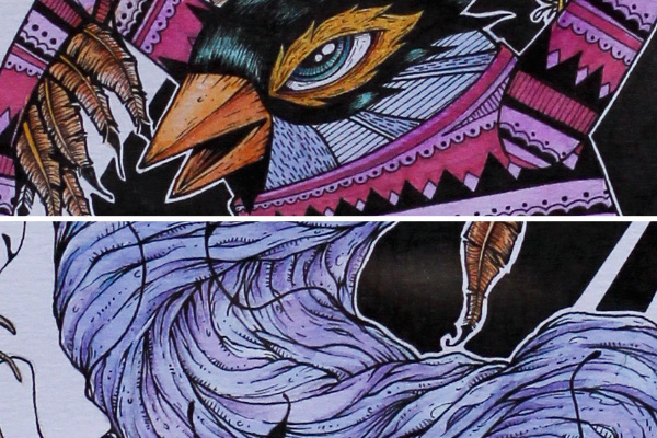 bird plot watercolor pencil