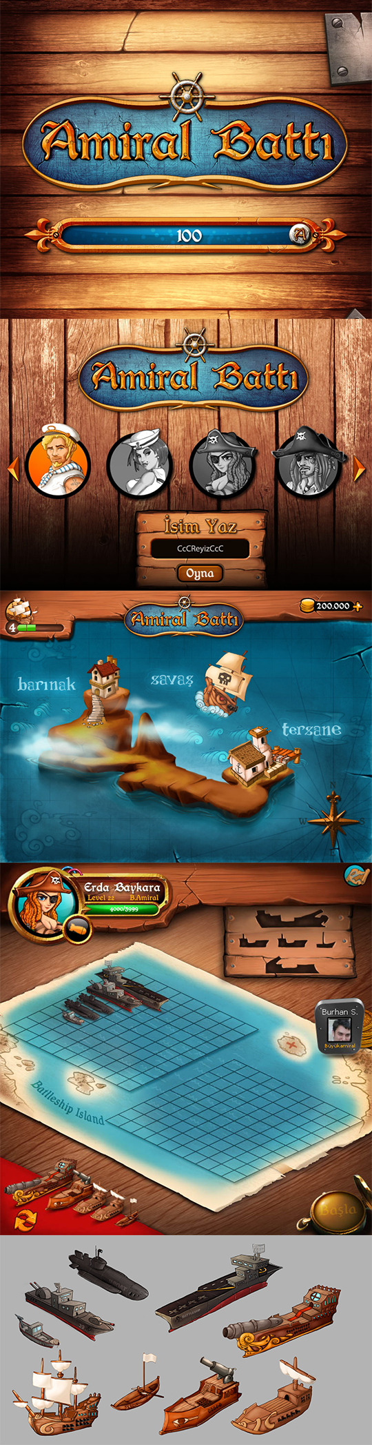 GUI game Social game battleship amiral ship sea pirates