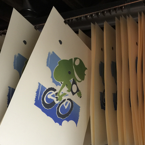 poster Bicycle art print frog screenprint