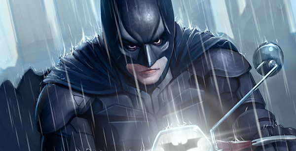 batman Character digital painting photoshop rain vespa