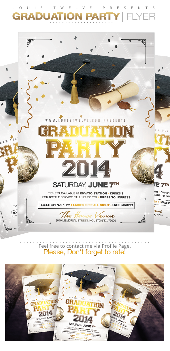 grad party louis twelve college party University back to school back2school psd louistwelve saturday nights ladies night out Superbowl Flyer golden free flyer template