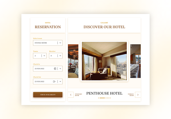 Hotel reservation landing page UI