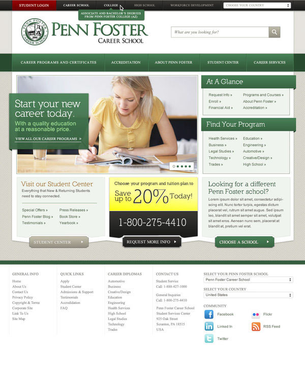 online college school interactive user interface