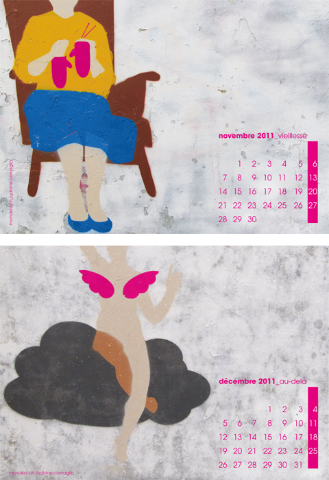 calendar woman step of life pochoir feminism pink Corporate Design Lausanne Switzerland symbols