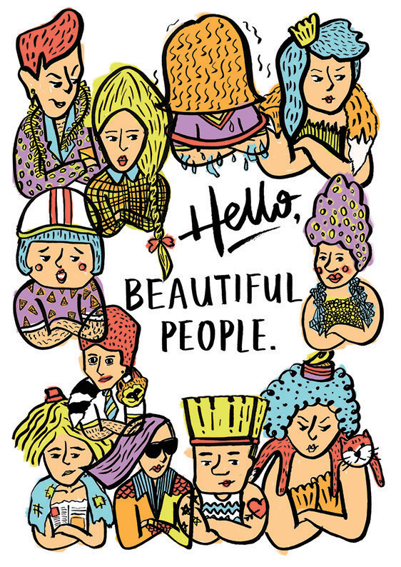 people ugly misfits Beautiful pattern whimsical illustration print prints humans weird trippy Wallflower