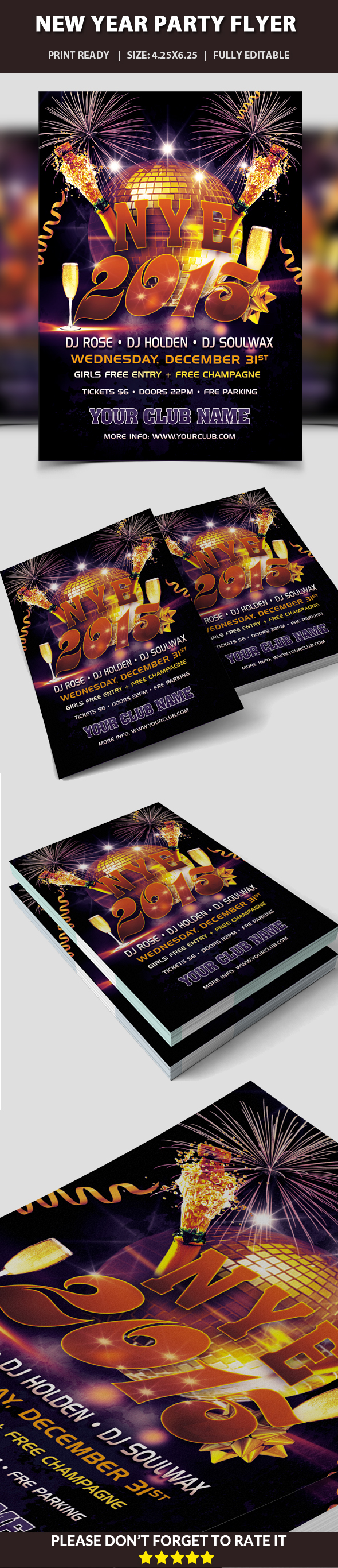 christmas party creative flyer Deluxe diamond  elegance night fireworks golden luxury new year new year eve bash Nye premium