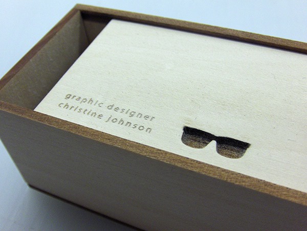 Sunglasses  Self Promotion leave behind laser cutter wood glasses packaged box concealed revealed