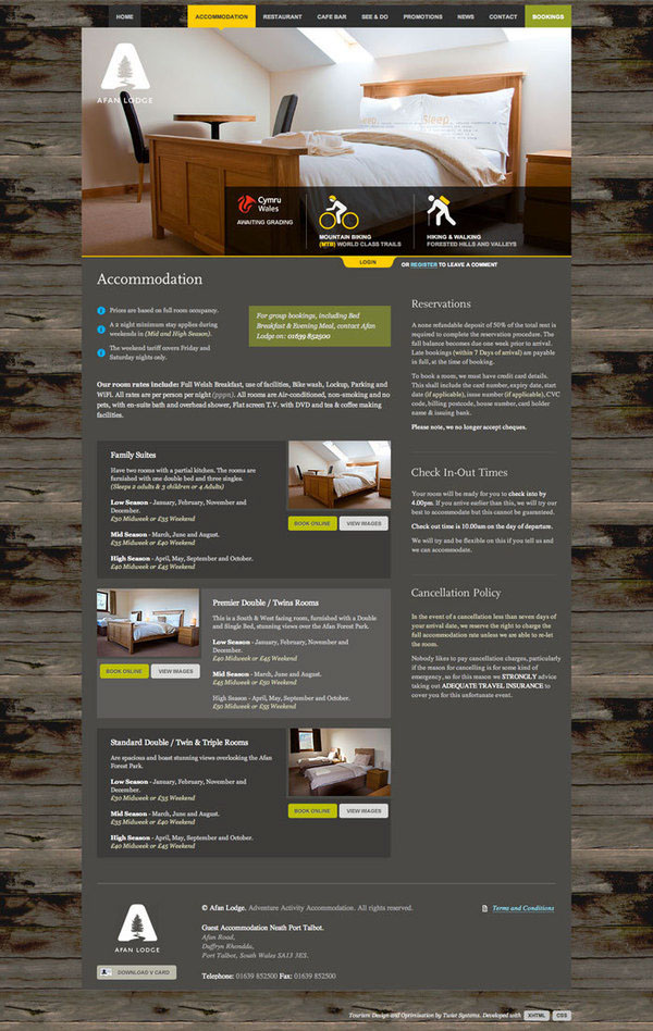 Afan Lodge Website Design Branding design mountain biking wales tourism