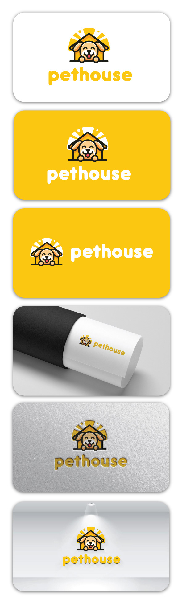 Dog Logo dog logo design Pet animal cartoon doghouse logo logoforpet milimalistdog logo pethouse yellow dog logo