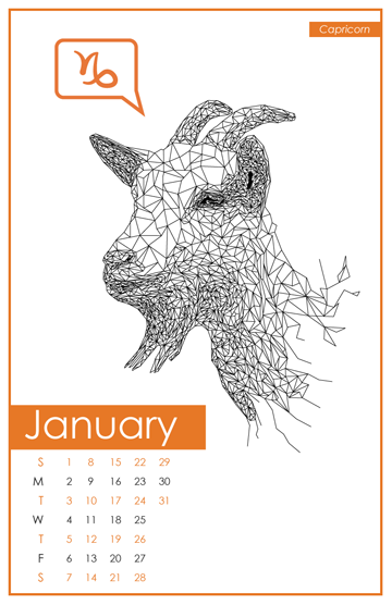 zodiac calendar poster Illustrator vector animal astrological