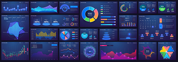 Data visualisation screens HUD Infographic Charts graph