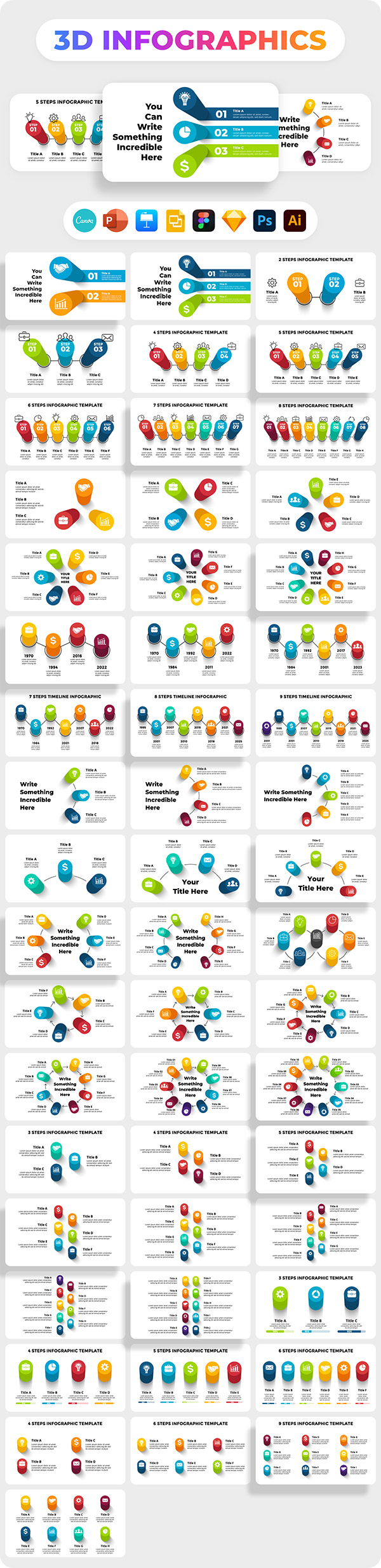 FREE 3D Infographic. PowerPoint Presentation Template.