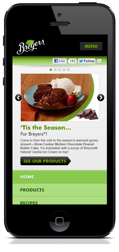 Breyers  mobile iphone ios ice cream mobile website Website sapient mobile optimization