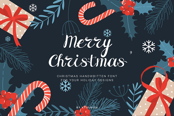 Christmas and New Year decorative handwritten font