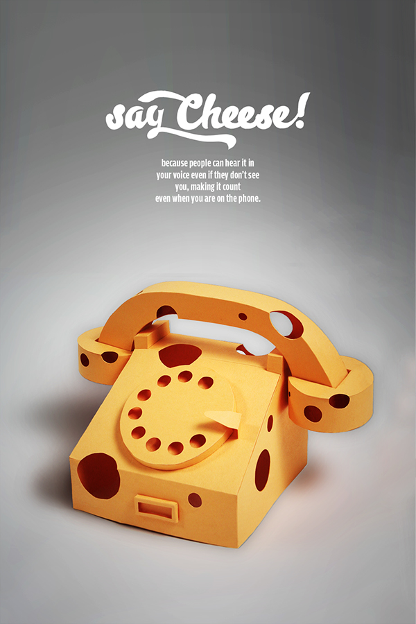 Cheese paper cardboard lettering smile camera vintge camera headphones phone yellow