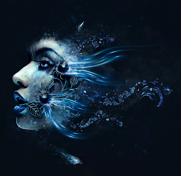 rebirth blue fantasy face Space  Roodhorst waves motion twirls impression