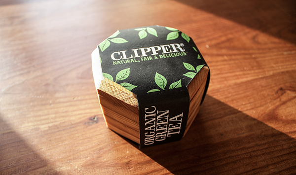 Clipper tea box container wood concept woodwork package brand