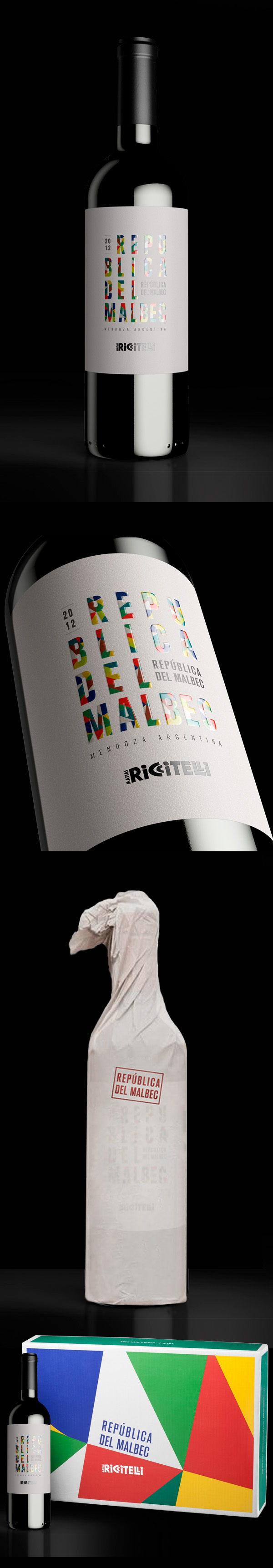 wine Riccitelli argentina republica sudamerica wine label vino Malbec mendoza colors lettering etiqueta