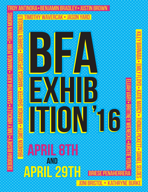 BFA Senior art show SUNY Oswego Exhibition  sign poster identity Promotion