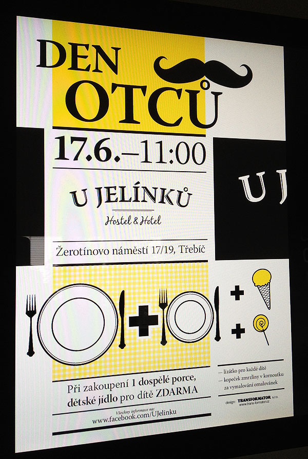 U JELÍNKŮ trebic poster old style Retro brand father¨s day čermák party coloring book menu