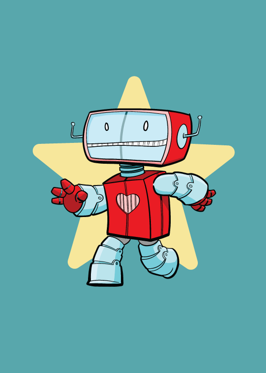 robot Scifi merchandise star heart hug