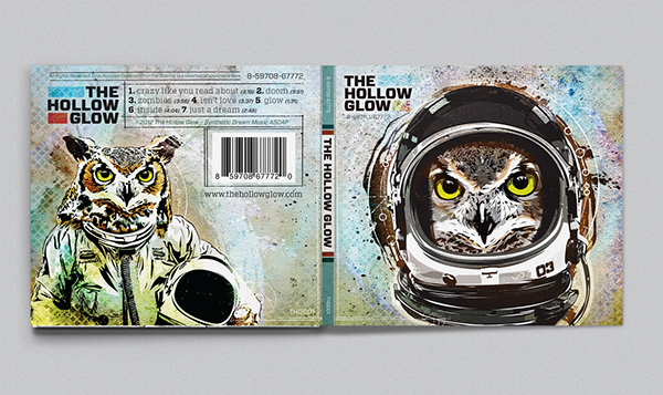 owl  space helmet the hollow glow texture Space  album cover package design  cd CD cover digipak art CD Art ben carroll RA