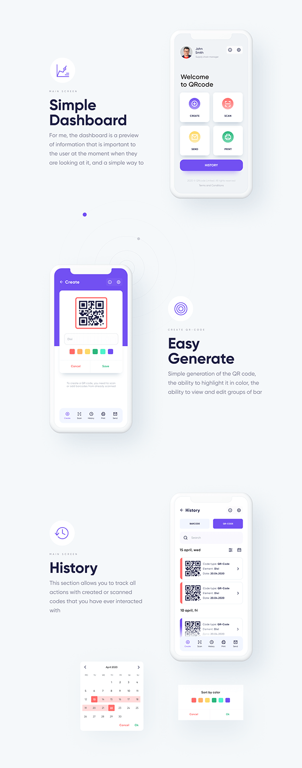 UX QR code generator app for iOS and Android