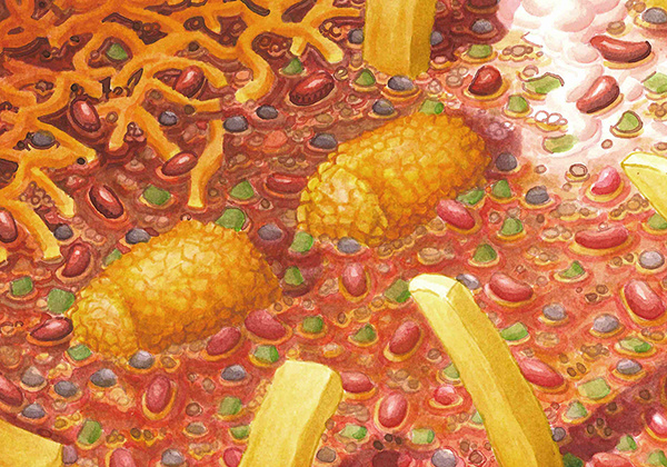 Fast food Food  Landscape ILLUSTRATION  Drawing  Chilli french fries color detailed surreal