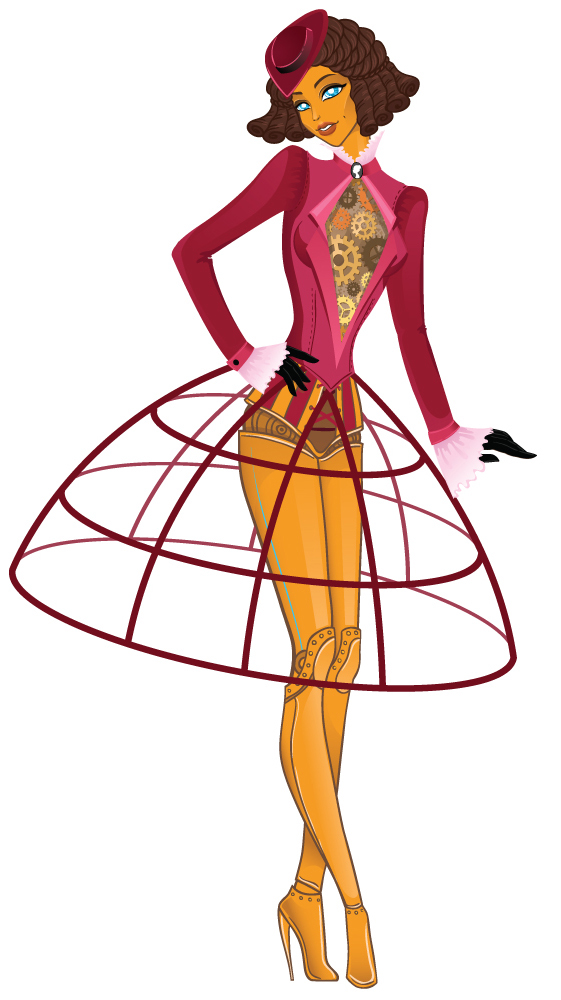 paper doll STEAMPUNK outfit Vector Illustration