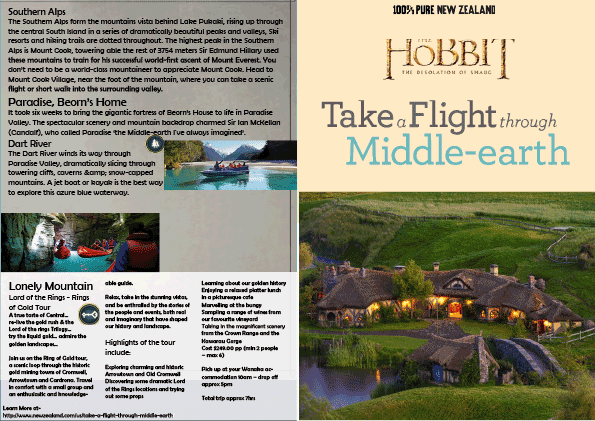 Travel the Hobbit brochure InDesign LOTR the Hobbit New Zealand Beautiful Sight Seeing Travel Desolation Of Smaug