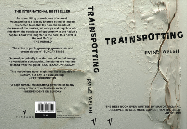 book book cover Trainspotting Irvine Welsh letraset plaster crack wall