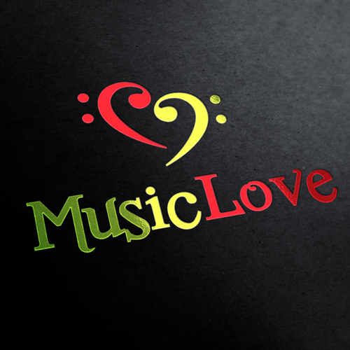 Audio creative emblem favorite heart logo Love melody Musical note Radio shape sign song sound