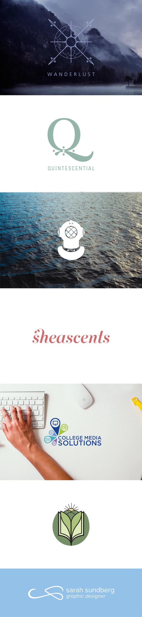 wanderlust logo design Travel sheascents perfume brand scuba water Ocean explore simple