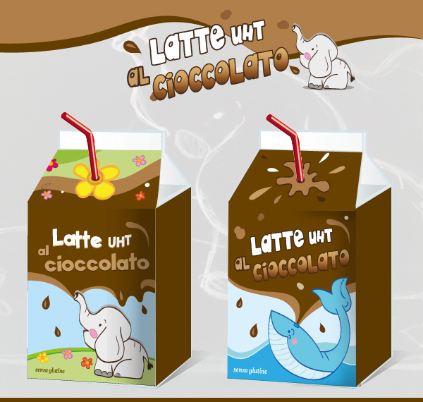 packaging design Pack cioccolato latte brick confezione Mockup Food  drink milk Choccolate Pack Food 