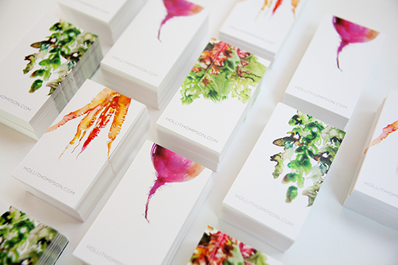 watercolor identity Business Cards biz cards veggies