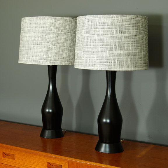 black White striated curvy lamps table lamp restyled upcycled makeover vintage