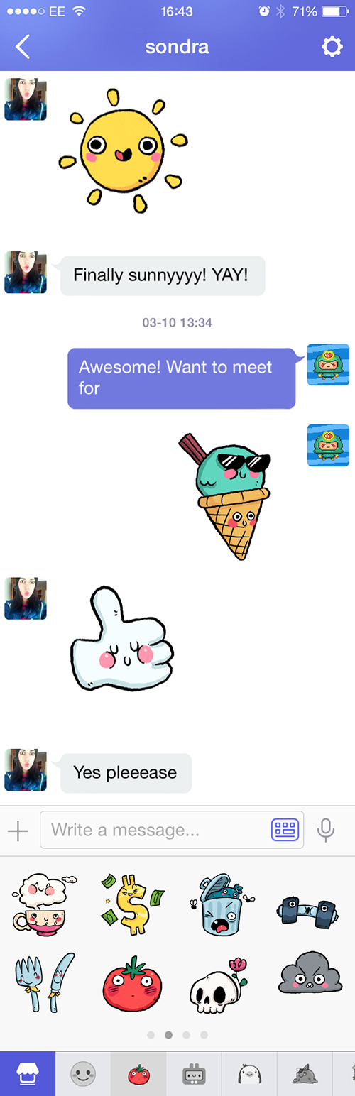 chat app chat stickers stickers Emojis link cute stoopid chunky Colourful  andreas polyviou sunnybones sunny bones