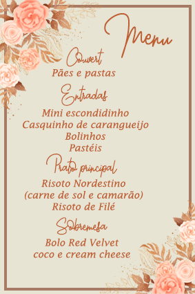 menu design wedding invitation