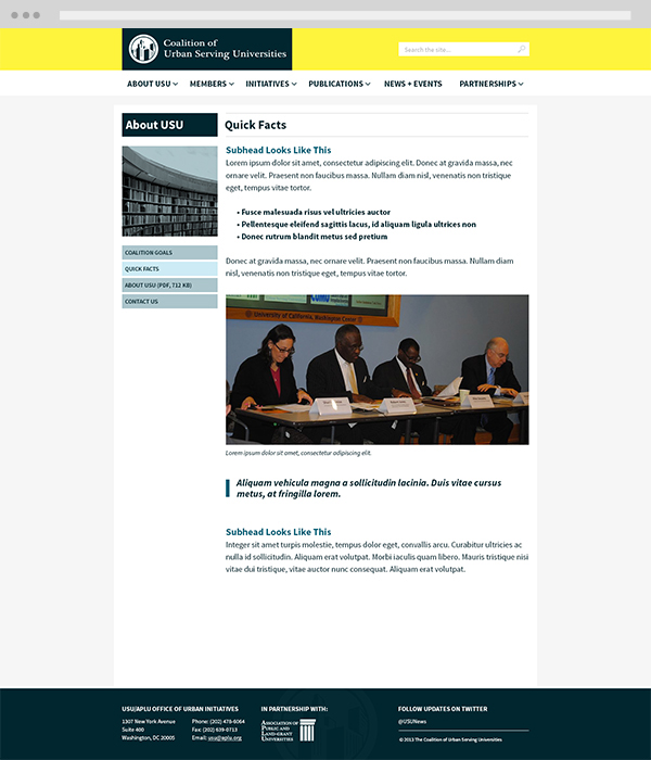 Website design coalition University grid Responsive