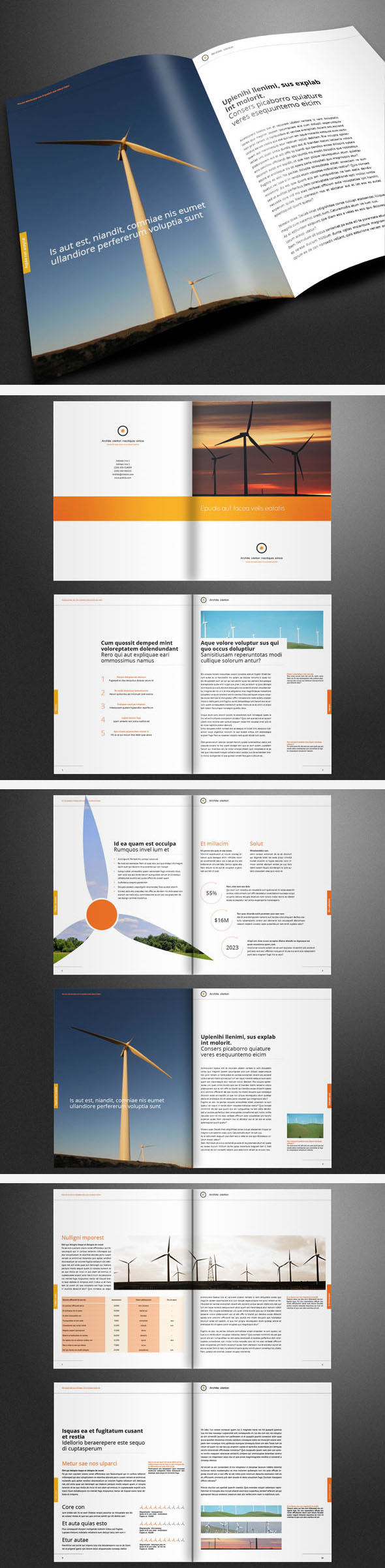 brochure  corporate business report Catalogue Ecology windmill mill print letter corporate