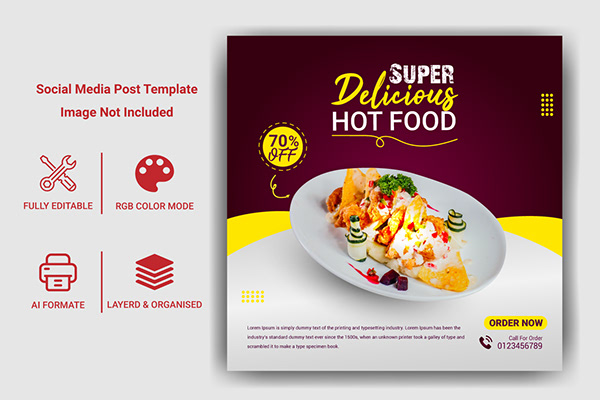 Food Social Media Post Template Design & Ads Design
