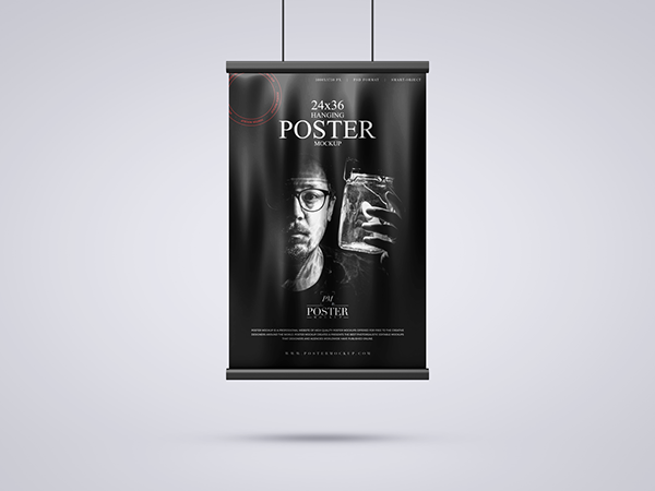Hanging 24x36 Modern Poster Mockup Free