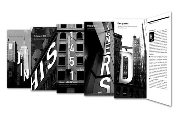 din Typeface New York book design folding poster Invitation black and white