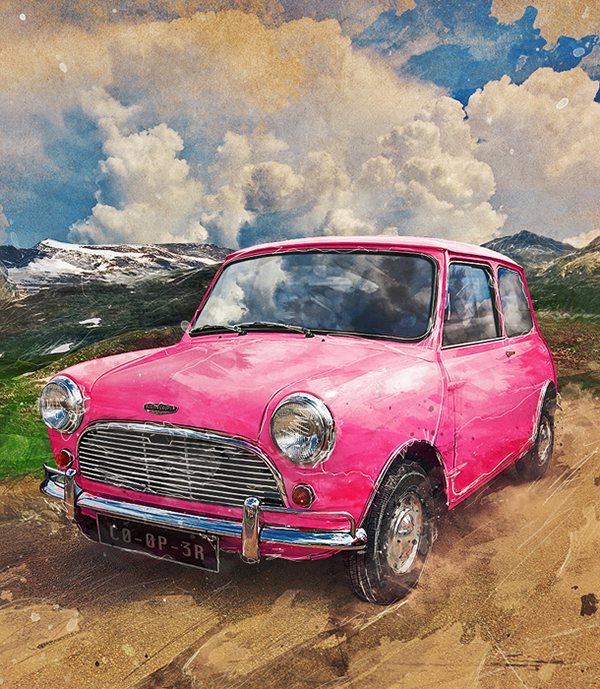 car  mini  cooper  bean roze  landscape