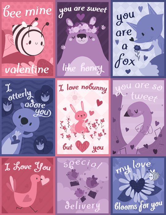valentine valentines valentines day bear animals forest animals cute sweet Holiday Love damask pattern repeating rabbit FOX