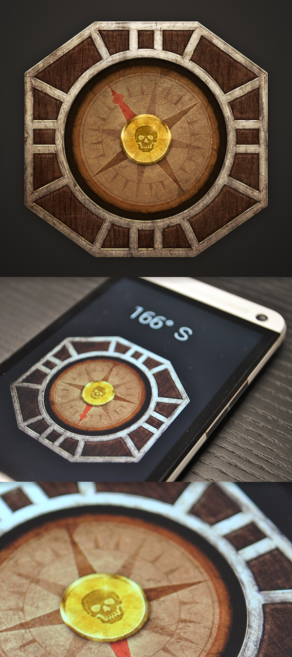 old phone shadow texture wood app android Icon pirate compass