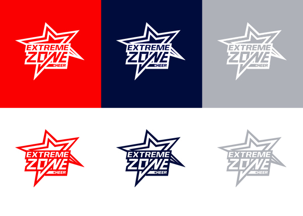 logo diseño logo cheer Cheerleading Cheerleaders concepcion extreme zone Polera rojo AZUL campeonato deporte Olympics Championship