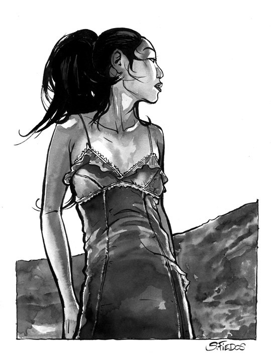 ink wash sketches women girls sexy swimsuit traditionnal