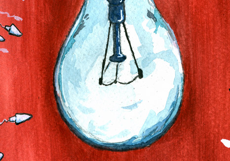 aaron millard Illustrator Toronto Canada sperm light bulb editorial Conception ideas