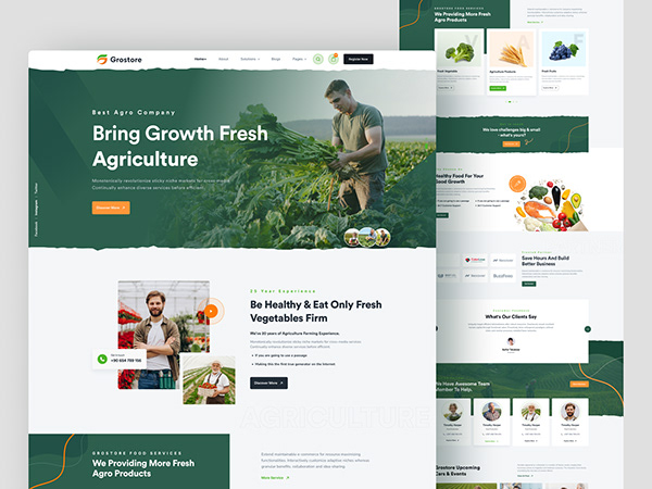 Agro Farm Landing page, Figma, UI/UX, Agro